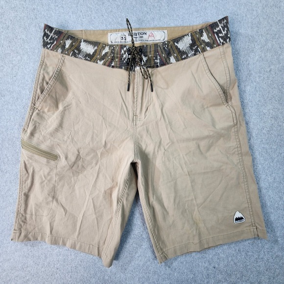 Burton MB Moxie Shorts Mens 31x9 Beige Drawstring Zip Pocket Outdoor Hiking - Picture 1 of 16